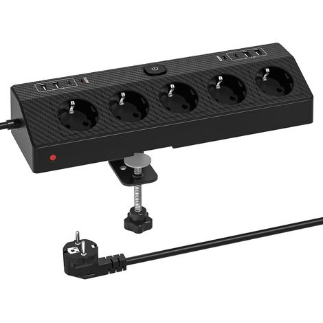 Steckdosenleiste Für Büro, 5 Ac-steckdosen, 8 Usb-anschlüsse (2 Pd 20w), 2 M Kabel, Überspannungsschutz, Für Zuhause