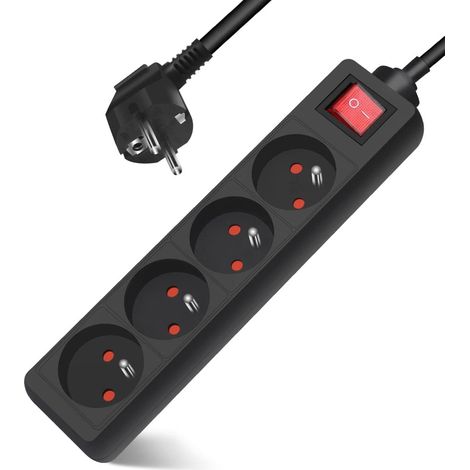 Steckdosenleiste Mit 4 Steckdosen, Schalter, 3 M Kabel, Kindersicherung, Für Den Innenbereich