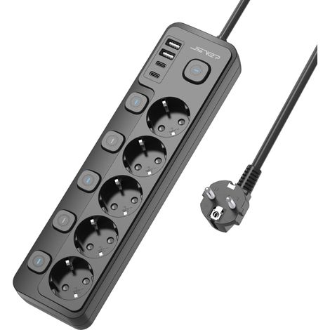 9-in-1-steckdosenleiste Mit 1,5 Ac-steckdosen, 2 Usb-c-anschlüssen, 2 Usb-a-anschlüssen, 2 M Kabel, Für Das Homeoffice