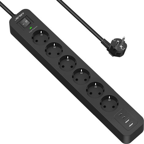 Steckdosenleiste Mit 6 Steckdosen, 2 Usb-a-anschlüssen, 2 Usb-c-anschlüssen, 2 M Kabel, Für Zuhause Und Büro