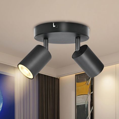 Gu10-deckeneinbaustrahler, Rund, Verstellbar 90° Und 350°, Schwarzes Aluminium, Für Wohnzimmer Und Küche