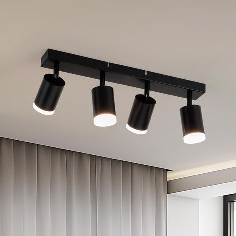 Deckenleuchte Mit 4 Spots, Mattschwarz, Aluminium, Gu10, Verstellbar, Wohnzimmer, Küche