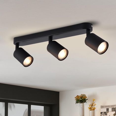 Deckeneinbaustrahler, Gu10-sockel, Schwarzes Metall, 350° Drehbar, Für Wohnzimmer