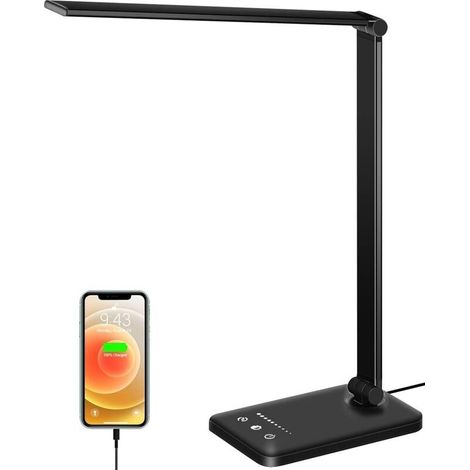 Led-schreibtischlampe, Augenschutz, Touch-bedienung, Dimmbar, Mit Usb-anschluss/timerfunktion, Faltbar/drehbar