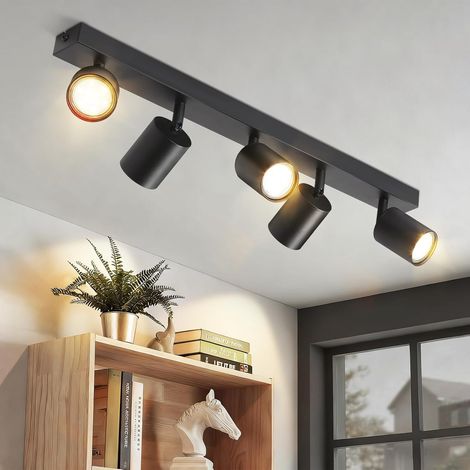 Zmh Led-deckenleuchte, Schwarzer Deckenstrahler: Gu10-deckenstrahler Mit 5 Leuchtmitteln, 330° Verstellbar, Moderner Flurstrahler, Wandleuchte Im Industriestil Für Wohnzimmer (leuchtmittel Nicht Entha