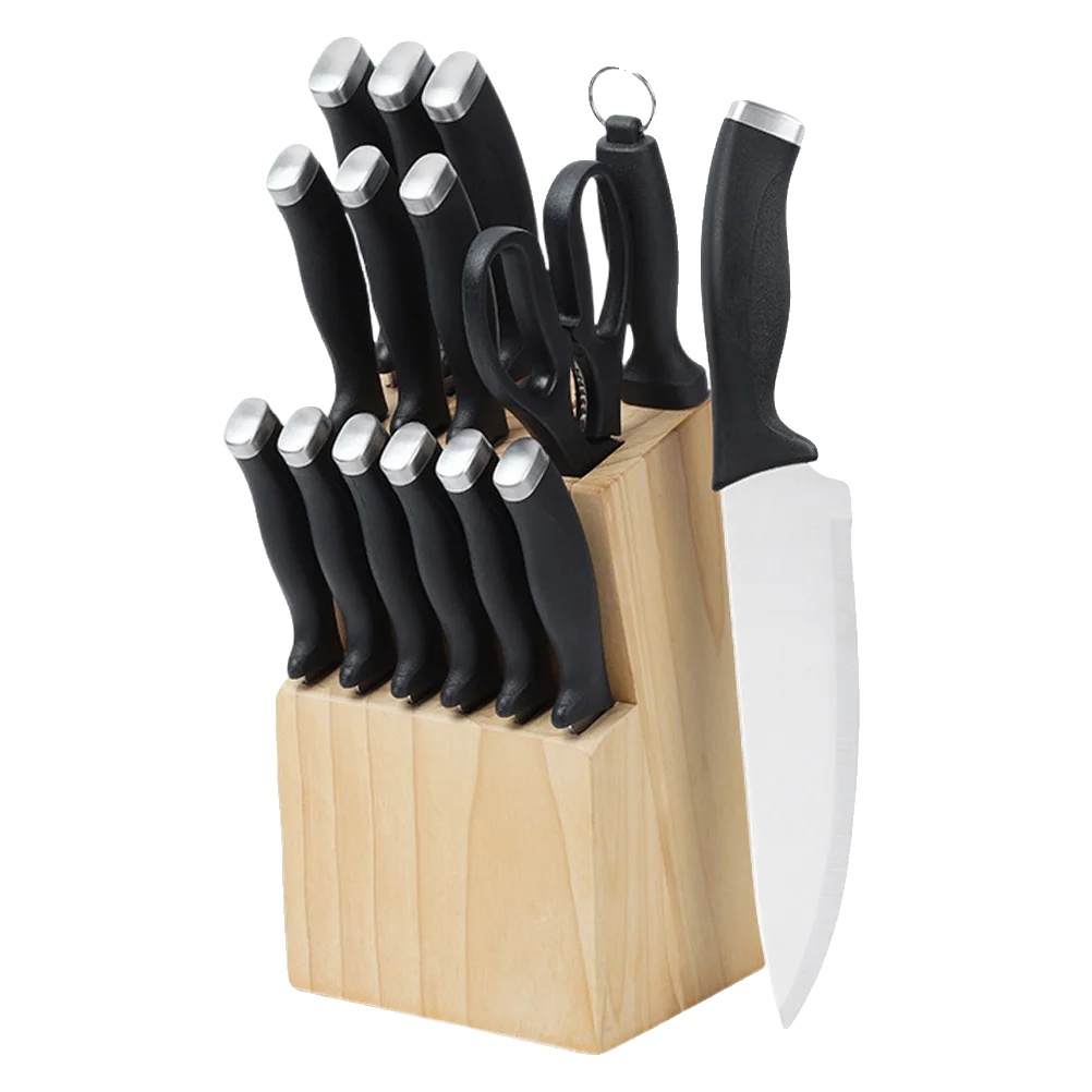 Küchenmesserset, Klingen Aus Edelstahl, Ergonomische Griffe, Naturholzfarbe
