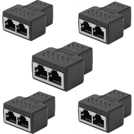 Rj45-splitter-adapter, 1 Auf 2 Weibliche Ports, Cat 5/cat 6 Lan-ethernet-buchse, 5 Stück