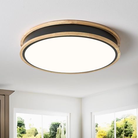 Led-deckenleuchte, Schwarze Holz-deckenleuchte, 30 Cm Runde Deckenleuchte Für Schlafzimmer, Wohnzimmer, Küche, Flur, Esszimmer, 24 W, 4000 K
