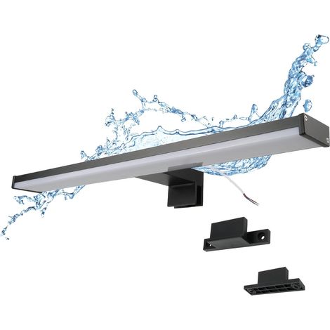 Schwarze Led-badezimmerspiegelleuchte – 4000k Neutralweiß – Ip44 – Halterungen Aus Aluminium Und Polycarbonat – Montage An Spiegel, Wand Oder Möbeln (40 Cm 8 W)