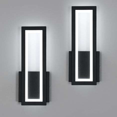 2-teilige Led-wandleuchte, 16 W, 1800 Lm, Schwarzes Acrylglas, 6500 K Weißes Licht, Für Wohnzimmer/schlafzimmer
