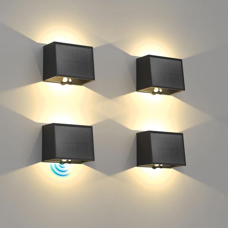 4er-set Solar-wandleuchten, Bewegungsmelder, 1500-mah-akku, Ip65 Wasserdicht, Für Gartenzäune