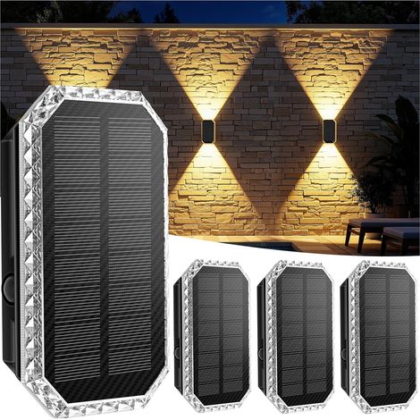 Solar-außenleuchten, 3 Farbtemperaturen, Ip65 Wasserdichte Solar-wandleuchten Für Den Außenbereich, 1200 Mah Solarbeleuchtung Für Garten Und Pool (4er-pack)