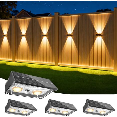 4er-set Solar-wandleuchten, Nach Oben Und Unten Gerichtet, Ip65, Rgb, Für Garten, Terrasse, Zaun