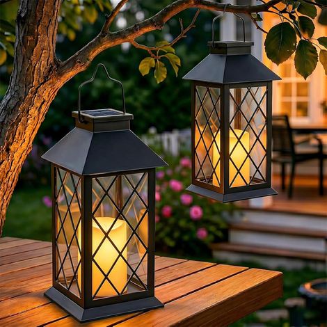 Solar-außenlaternen, Gehärtetes Glas, Led-kerze, Ip44 Wasserdicht, Für Garten Und Balkon