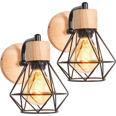 2er-set Wandleuchten, Metall Und Holz, E27, Verstellbar, Für Den Innenbereich, Wohnzimmer, Küche