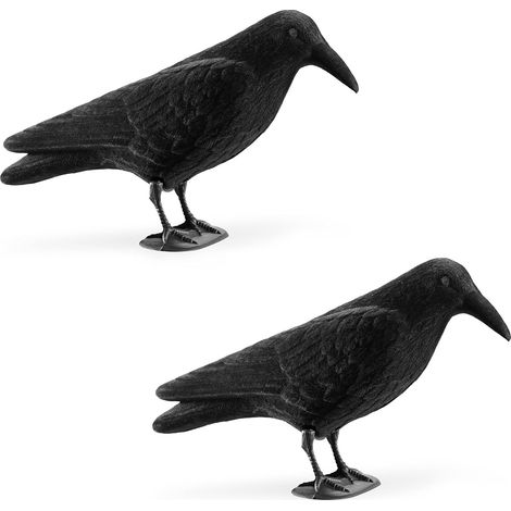 2x Vogelscheuche, Kunststoff, Krähenform, Schädlingsbekämpfung, Gartenrasen