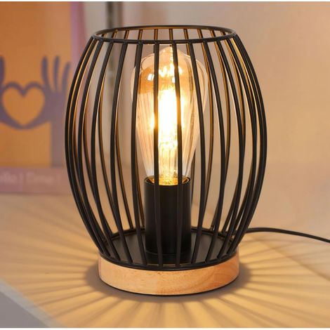 Schwarze Nachttischlampe Aus Metall, E27-fassung, 180 Cm Kabel, Schalter, Wohn-/schlafzimmer