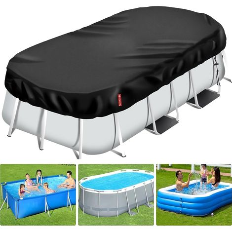 Rechteckige Poolabdeckung, 210d Oxford-gewebe, Kordelzüge, Bodenanker, Für Aufstellpools