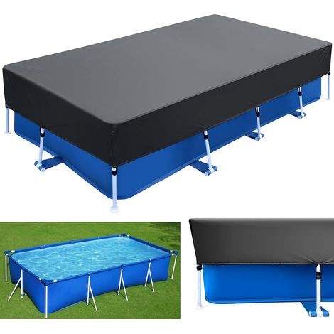 Poolabdeckung, 450 X 220 Cm, 210d Oxford-gewebe, Klettverschlüsse, Für Rechteckige Pools