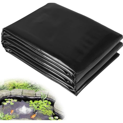 Teichfolie 3 X 3 M, 0,5 Mm Dick, Schwarzes Hdpe, Uv-beständig, Für Wassergärten Und Wasserfälle