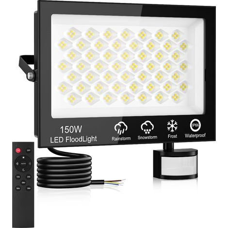 Led-flutlicht, Pir-bewegungsmelder, Fernbedienung, 150 W, Ip66 Wasserdicht, Garten-/garage