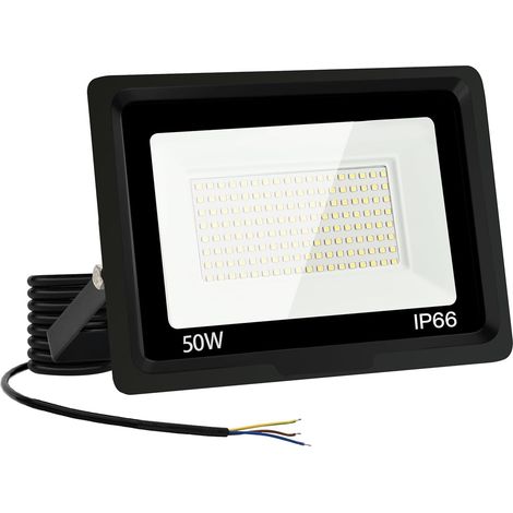 Led-flutlicht 50w 5000lm Kaltweiß Ip66 Wasserdichter Strahler Für Garten, Terrasse Und Sicherheit