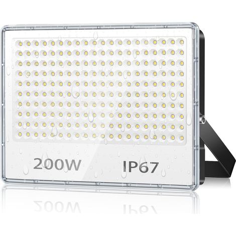 Led-flutlicht, 200 W, 20000 Lm, Kaltweiß, Ip67 Wasserdicht, Aluminiumlegierung, Garten, Terrasse, Garage