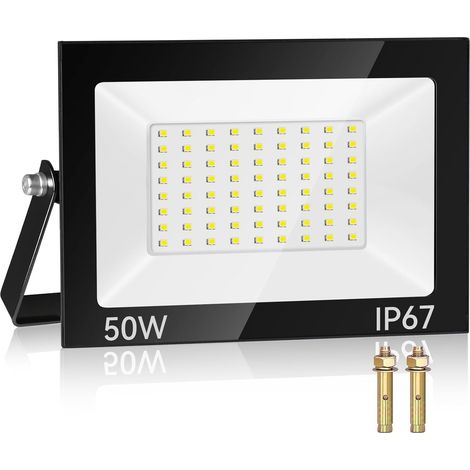 X 50-w-led-flutlicht, 72 Leds, 5000 Lm, Aluminiumgehäuse, Schutzart Ip67, Kaltweiß (7000 K), Für Garten, Garage, Terrasse