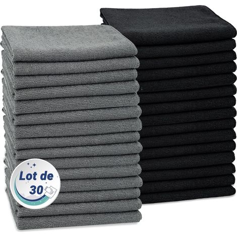 30er-pack Mikrofasertücher, 80 % Polyester, 20 % Polyamid, 32 X 32 Cm, Schwarz, Für Küchen- Und Fensterreinigung