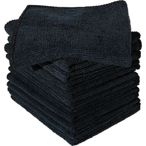 10er-pack Schwarze Mikrofasertücher, Fusselfrei, Saugfähig, Waschbar, Für Zuhause Und Auto