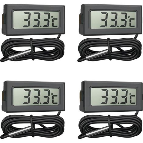 Set Mit 4 Thermometern, 1 M Externe Sonde, Lcd-anzeige, Messbereich -20 Bis 110 Grad, Für Kühlschrank Und Aquarium
