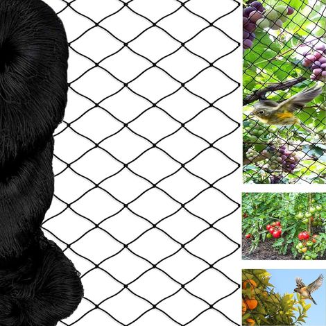 Vogelschutznetz, Schwarzes Nylon, Maschenweite 5x5 Cm, Größe 10x10 M, Für Garten Und Hühnerstall