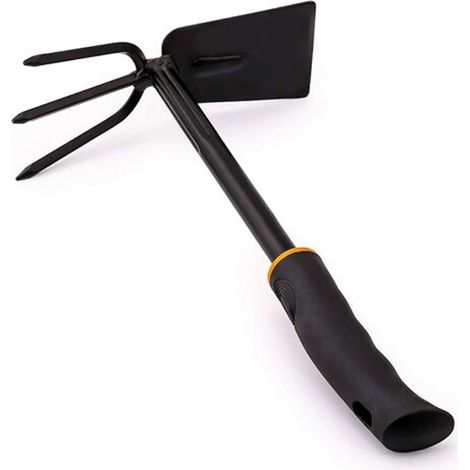 Hochwertige, Dreizinkige Spitzhacke Mit Breiter Klinge (7 Cm Breit, 32 Cm Lang). Gefertigt Aus Schwarz Lackiertem Stahl Mit Ergonomischem Griff. Ideal Für Garten-, Balkon-, Gemüsegarten-, Terrassen- O