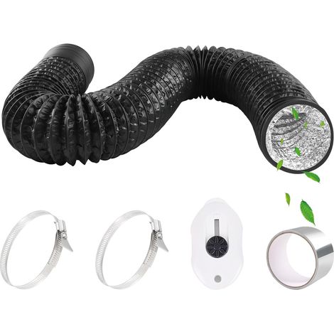 Flexibler 80-mm-aluminium-abluftschlauch, 2,5 M, Mit Klebeband Und Klemmen Für Klimaanlagen