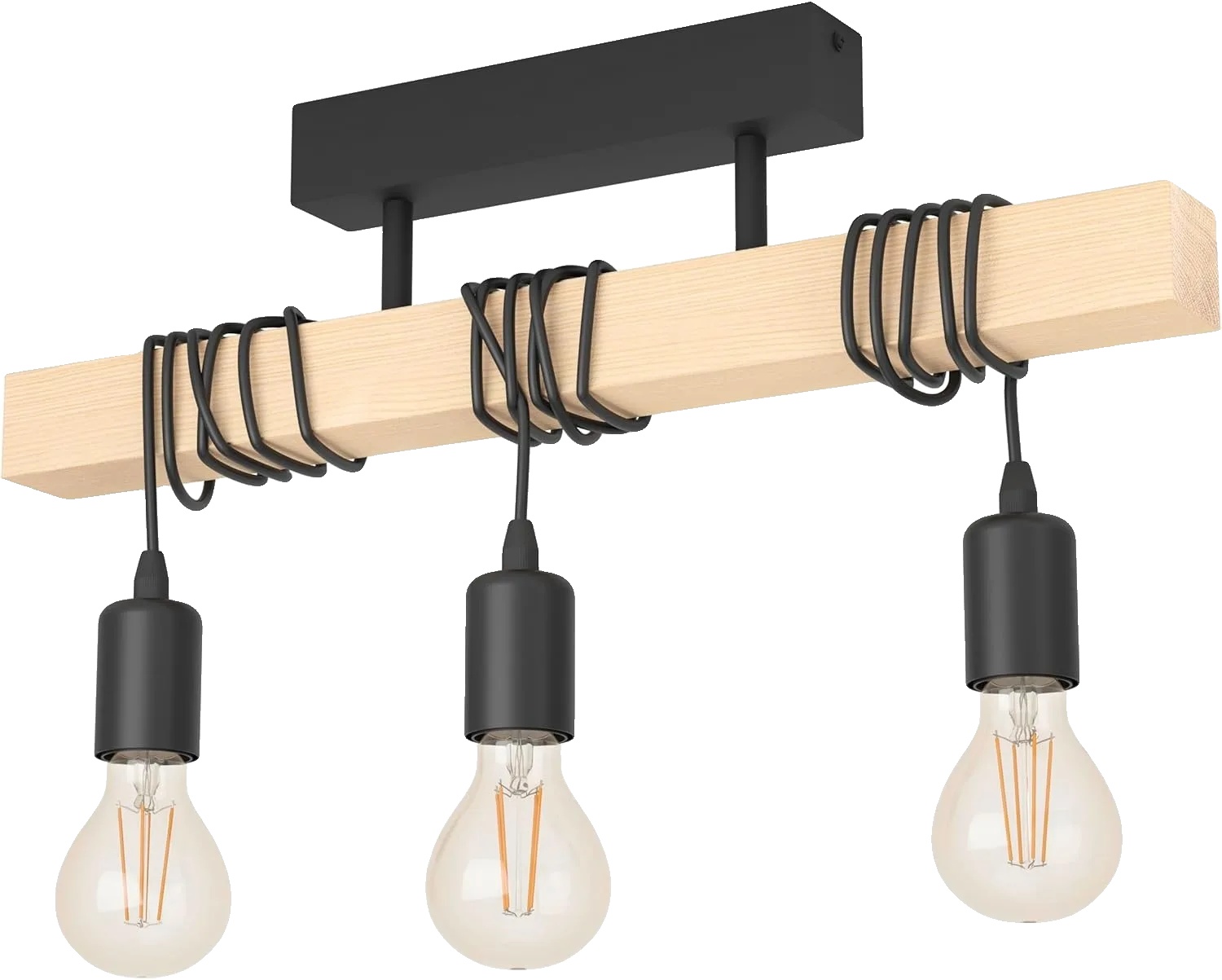 Pendelleuchte Im Vintage-industrie-design, Drei Lichtquellen, Schwarz, Leuchtmittel Nicht Enthalten