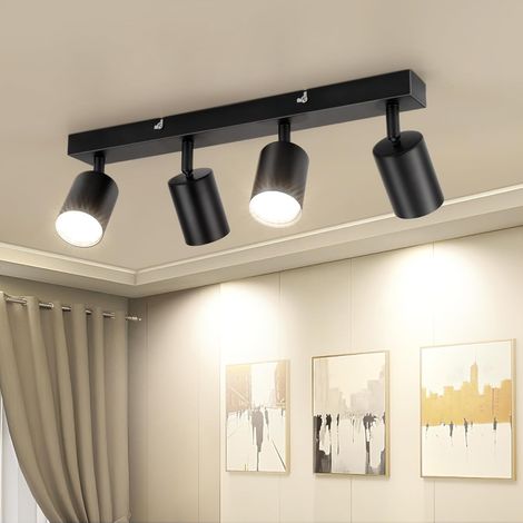 Schwarze Led-deckenstrahler, 350° Verstellbar, Metallmaterial, Für Wohnzimmer, Küche, Schlafzimmer