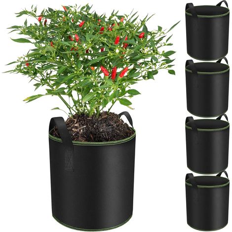 X 12-liter-pflanzsäcke Mit Griffen, Vliesstoff Für Gemüse, Blumen, Garten