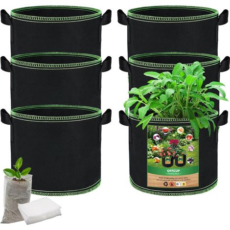 Set Mit 6 Pflanzsäcken À 11 Liter Mit 100 Geotextil-saatbeuteln Für Gemüse Und Blumen Auf Balkonen