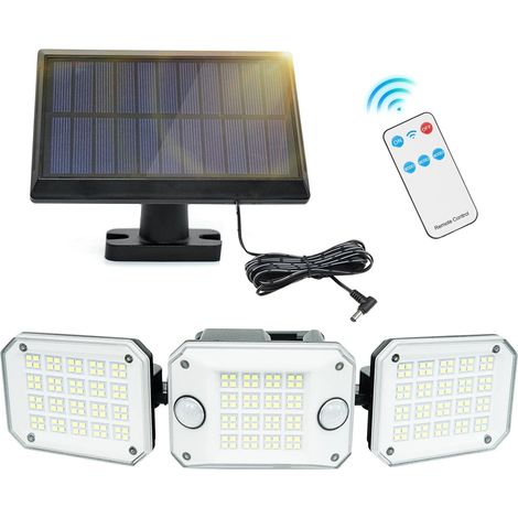 Solarleuchte Für Den Außenbereich Mit Bewegungsmelder Und Fernbedienung, 6000-mah-akku, 1200 Lm, 4 Modi, 270°-abstrahlwinkel, 3 M Kabel, Separates Solarpanel