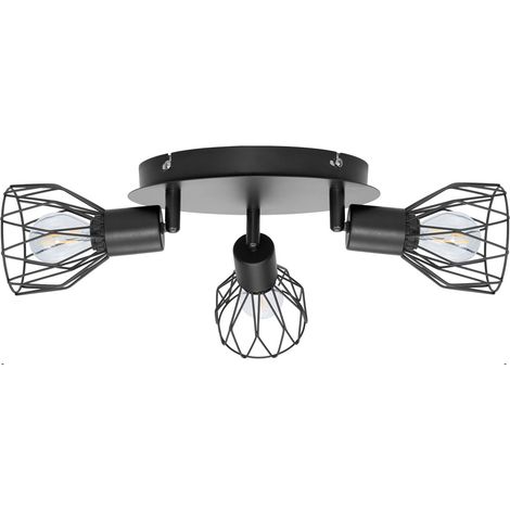 Metall-deckenleuchte Mit 3 Strahlern, E12, 110 V, 9,19 X 9,30 Cm, Schwarz