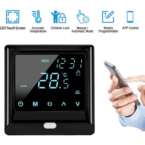 Intelligenter Wlan-thermostat 16a, Digitaler Temperaturregler, App-fernsteuerung, Wöchentliche Zirkulation, Programmierbare Elektrische Fußbodenheizung Mit Großem Led-touchscreen Für Zuhause