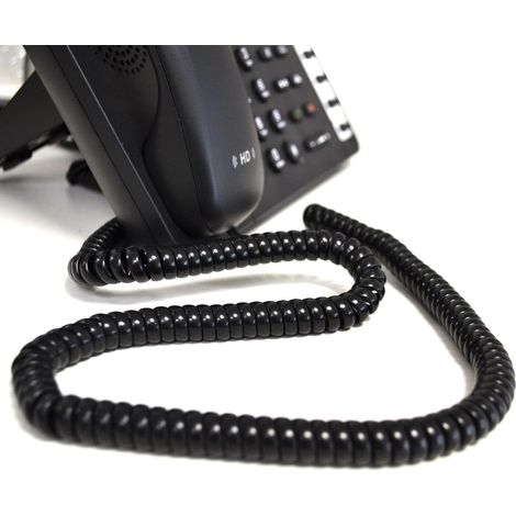 Schwarzes Rj10 4p4c Spiral-telefonkabel, 5 M, Flexible Verlängerung Für Büro Und Zuhause