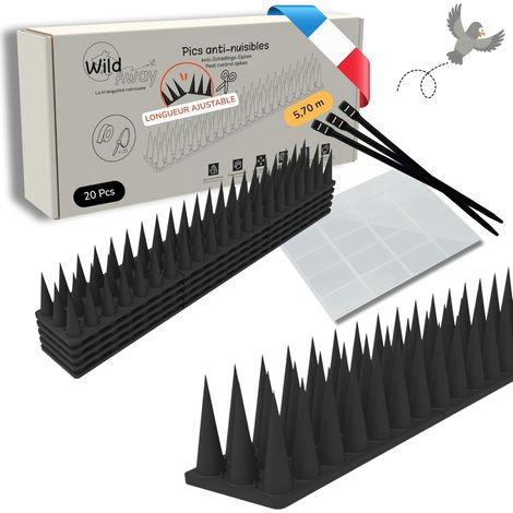 20 Taubenabwehr-spikes, 5,7 M, Modular, Schwarzer Kunststoff, Selbstklebend, Für Balkon, Fenster, Dach