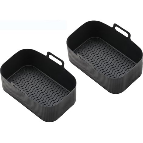 Set Mit 2 Airfryer-einsätzen, Silikon, Schwarz