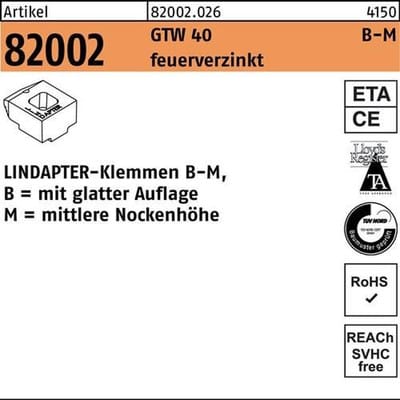 Klemmen r 82002 gtw 40 mm 16 / 8,0 feuerverzinkt