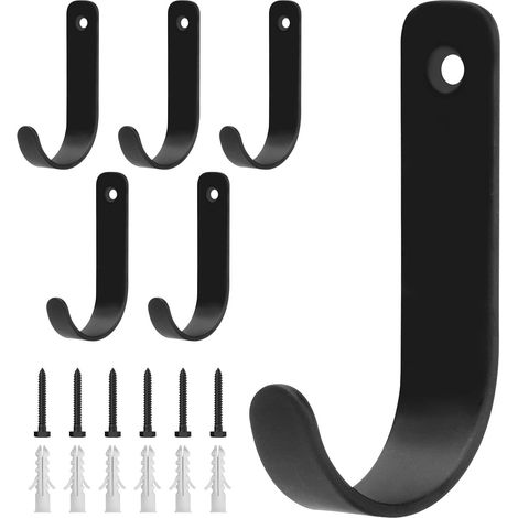 Wandgarderobenhaken, Schwarze Metallhaken, Garderobenhaken Für Kleidung, Hüte, Taschen Und Schlüssel Für Schlafzimmer, Badezimmer, Küche, Wohnzimmer, Flur (lange Ausführung)