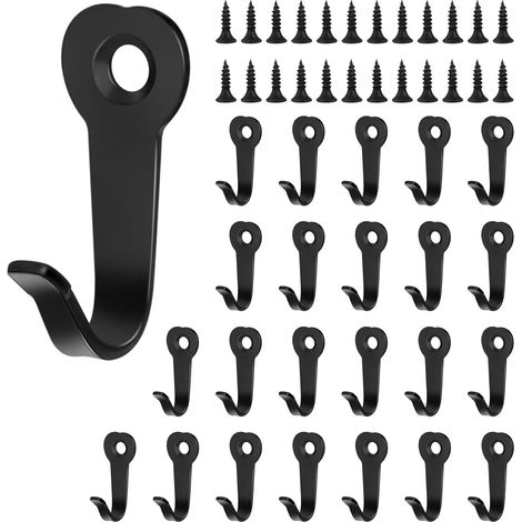 Metall-kleiderhaken, 24 Stück, Schlichte Wandhaken, Retro-vintage-wandgarderobe, Rostfreier Und Wasserfester Handtuchhaken Für Bad Und Küche Mit Schrauben (schwarz)