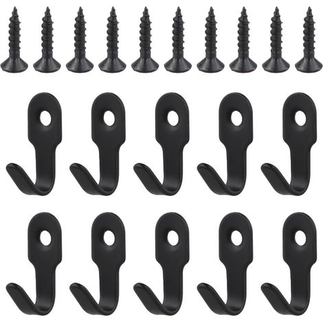 10 Stück Schlichte Schwarze Wandhaken, Mini-kleiderhaken Aus Edelstahl Im Retro-stil, Schraubhaken Mit 10 Schrauben Für Türen, Wände, Badezimmer Und Küchen