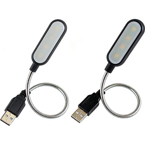 2-teiliges Flexibles Led-usb-laptoplicht, Dimmbare Tastaturleuchte Mit Verstellbarem Schwanenhals, Mini-leseleuchte Für Pc, Powerbank, Reisen Und Büro, Schwarz