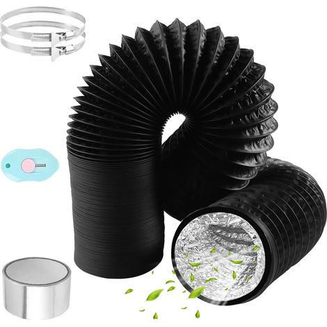X 125-mm-abluftschlauch, 6 M Flexibler Aluminiumschlauch, Stahlschellen, Für Klimaanlagen-abluftventilator